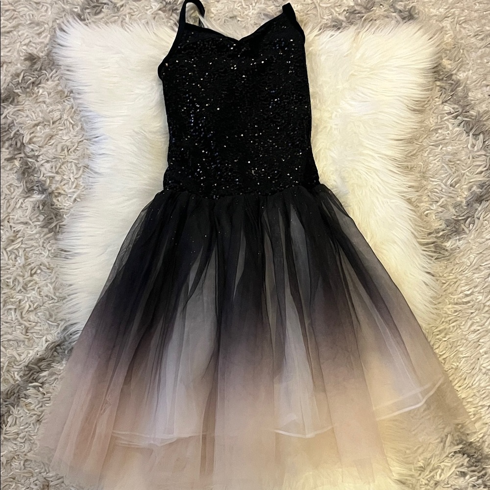 Black and Cream Sequin Tulle Dress